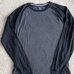 Men's Black and Charcoal Grey Raglan Long Sleeve